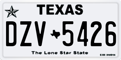 TX license plate DZV5426