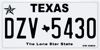 TX license plate DZV5430