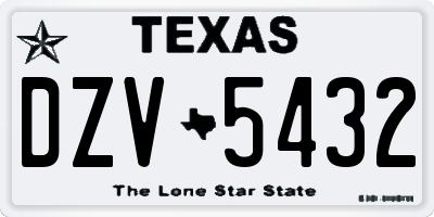 TX license plate DZV5432