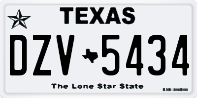 TX license plate DZV5434