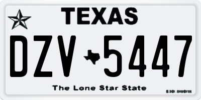TX license plate DZV5447