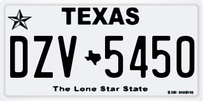 TX license plate DZV5450