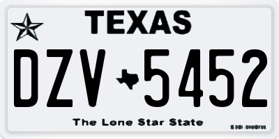 TX license plate DZV5452