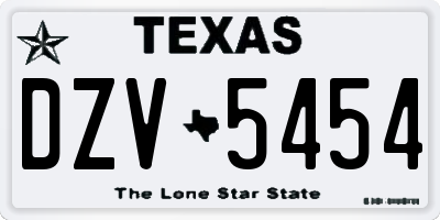 TX license plate DZV5454