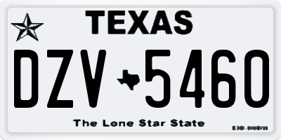 TX license plate DZV5460