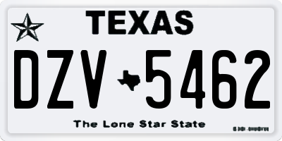TX license plate DZV5462