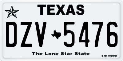 TX license plate DZV5476