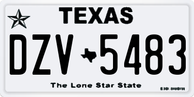 TX license plate DZV5483