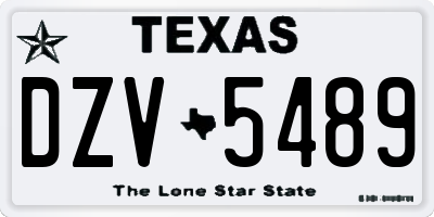 TX license plate DZV5489