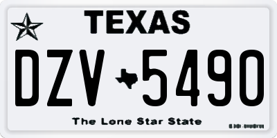 TX license plate DZV5490