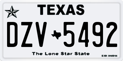 TX license plate DZV5492