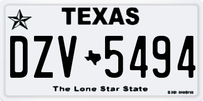 TX license plate DZV5494