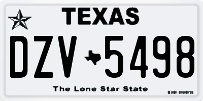 TX license plate DZV5498