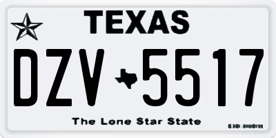 TX license plate DZV5517
