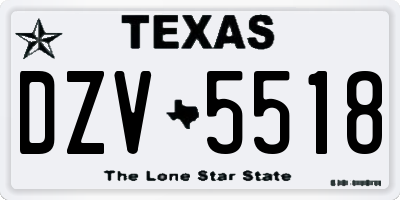 TX license plate DZV5518