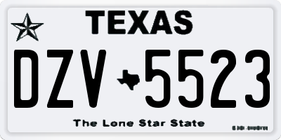 TX license plate DZV5523