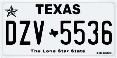 TX license plate DZV5536