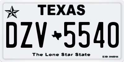 TX license plate DZV5540