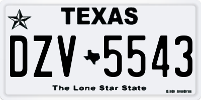 TX license plate DZV5543