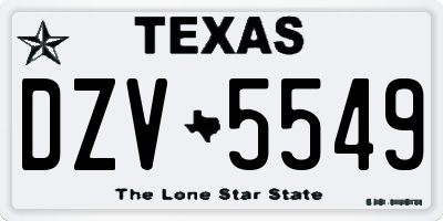 TX license plate DZV5549