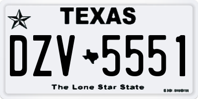 TX license plate DZV5551