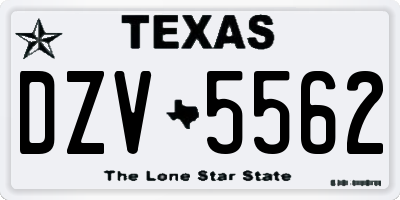 TX license plate DZV5562