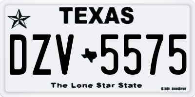 TX license plate DZV5575