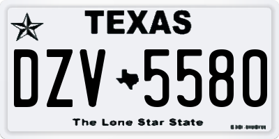 TX license plate DZV5580