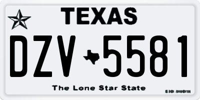 TX license plate DZV5581