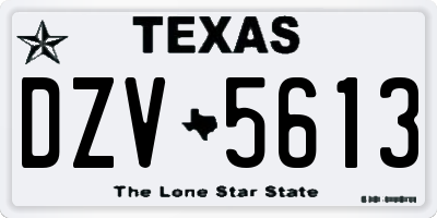 TX license plate DZV5613