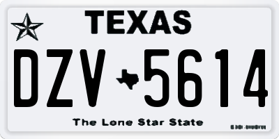 TX license plate DZV5614