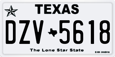 TX license plate DZV5618