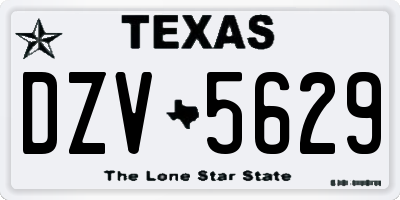 TX license plate DZV5629