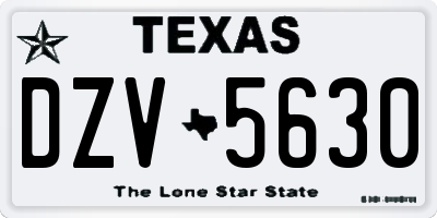 TX license plate DZV5630