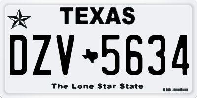 TX license plate DZV5634