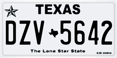 TX license plate DZV5642