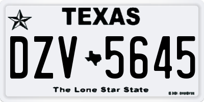 TX license plate DZV5645