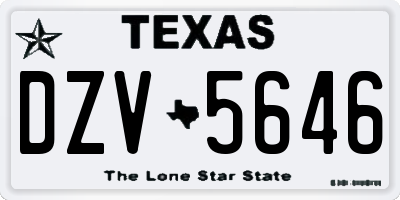 TX license plate DZV5646