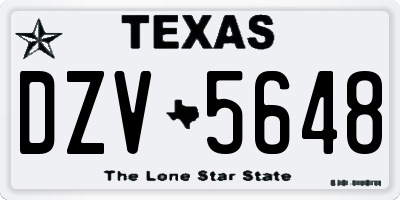 TX license plate DZV5648