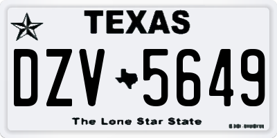 TX license plate DZV5649