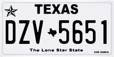 TX license plate DZV5651