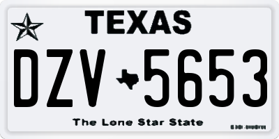 TX license plate DZV5653