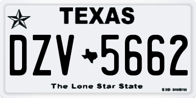 TX license plate DZV5662