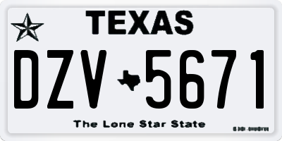TX license plate DZV5671