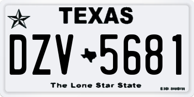 TX license plate DZV5681
