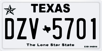 TX license plate DZV5701