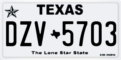 TX license plate DZV5703