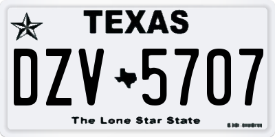TX license plate DZV5707