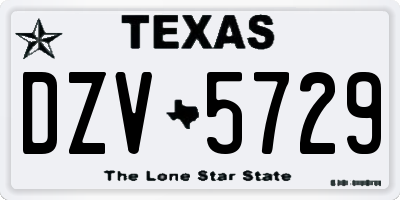 TX license plate DZV5729