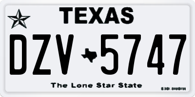 TX license plate DZV5747